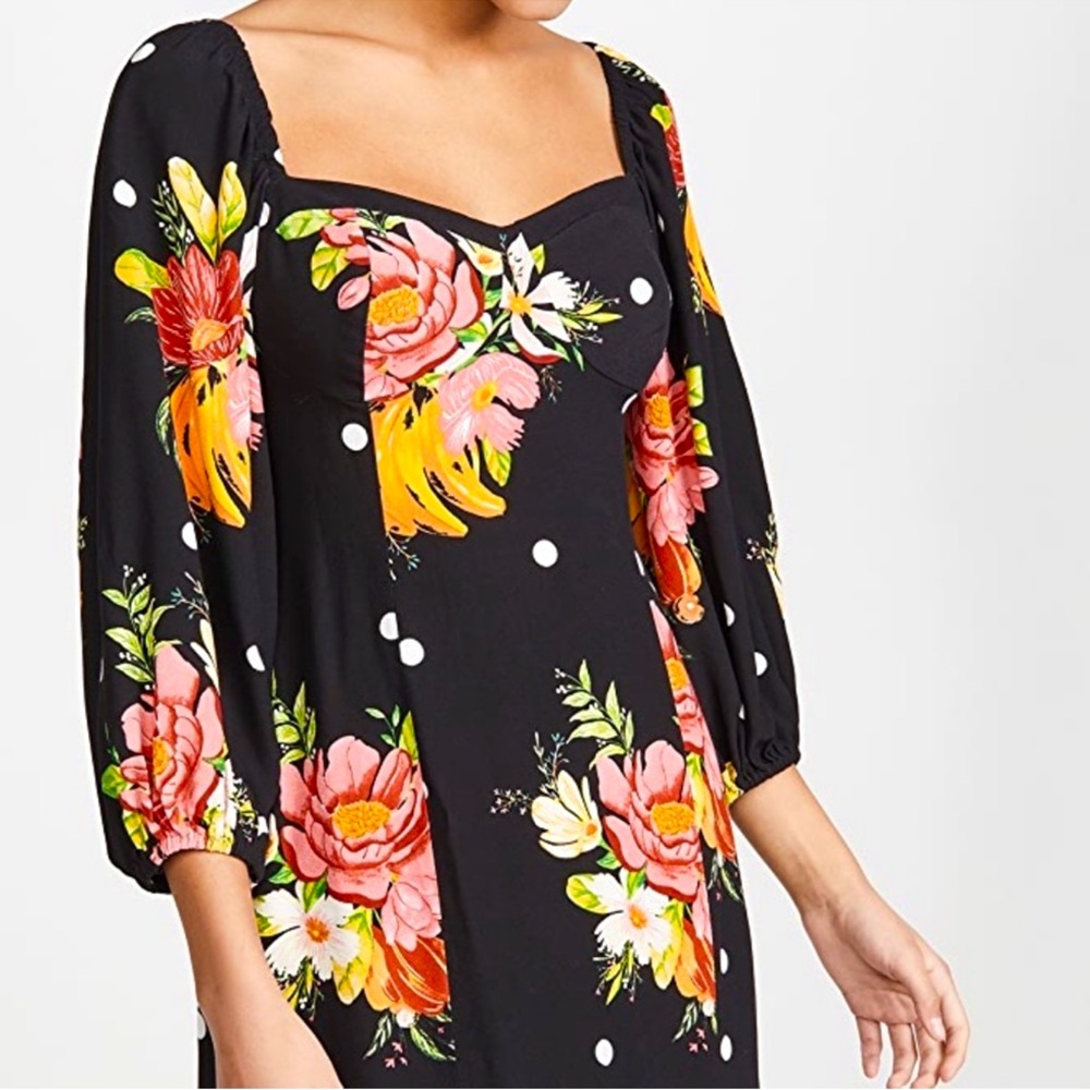 Farm Rio Nanaju Floral Mini tropical Bold Dress in Black Multi Pinks Orange XS - Picture 10 of 10